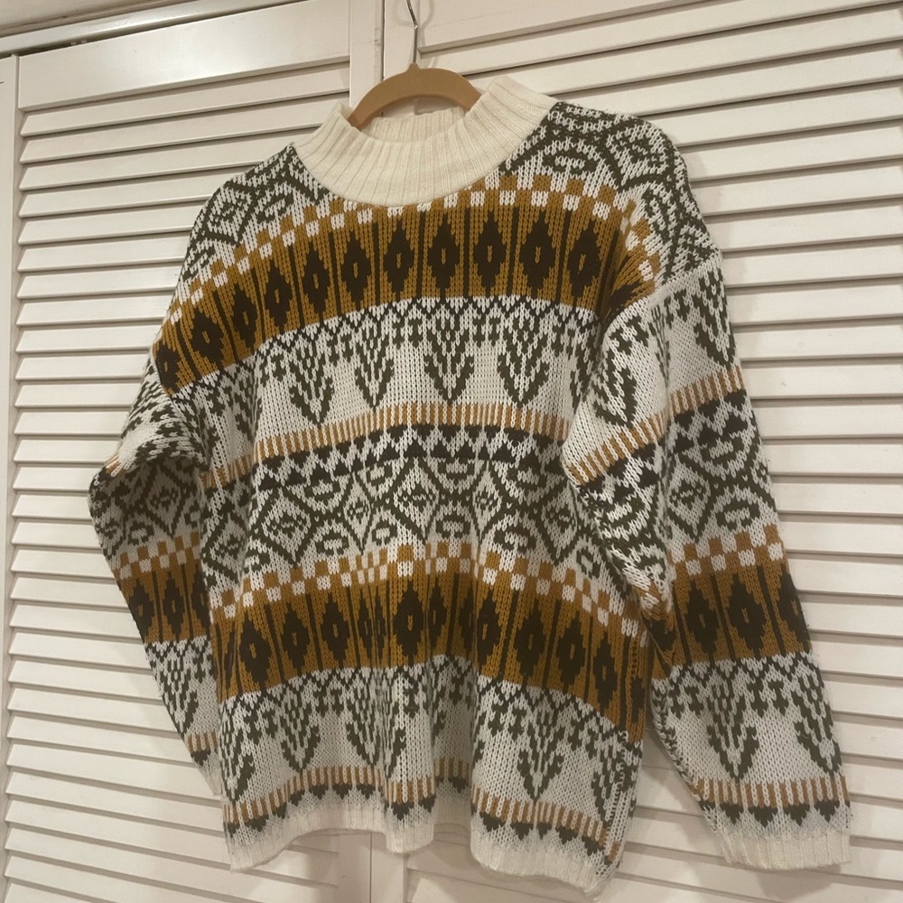 VTG 1980s fair isle sweater.. Nordic patterned L
